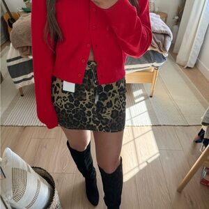 Mango Animal Print Mini Skirt